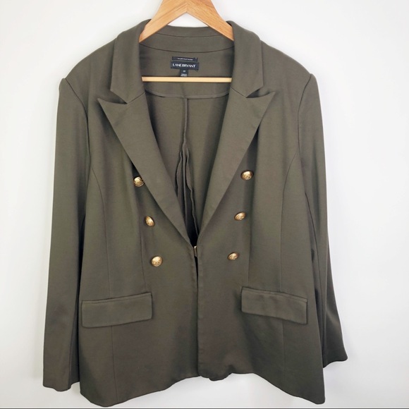 Lane Bryant Jackets & Blazers - Lane Bryant Olive Green Blazer Gold Buttons Sz 22
